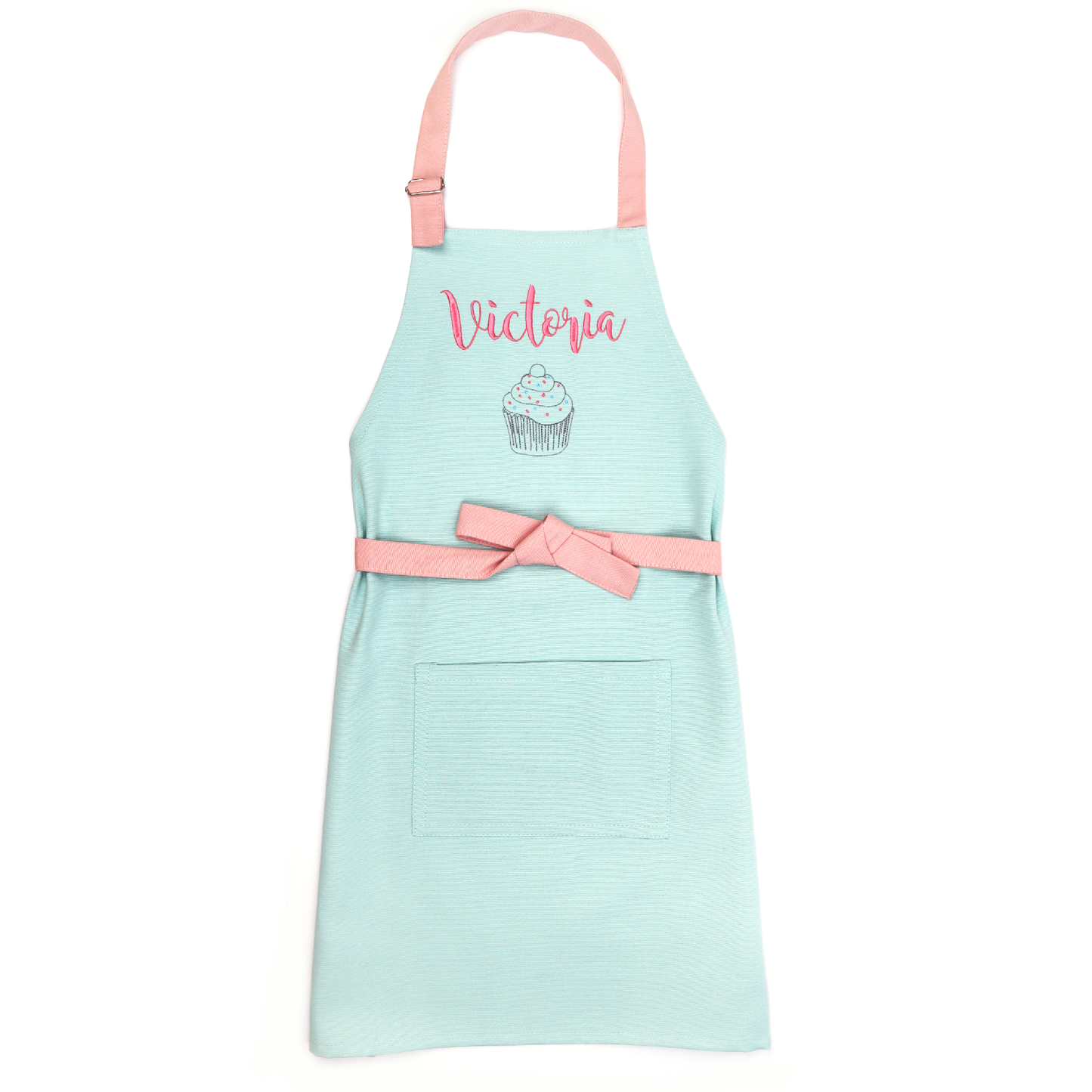 Kid Apron for Girl Personalized with Embroidered name (mint)
