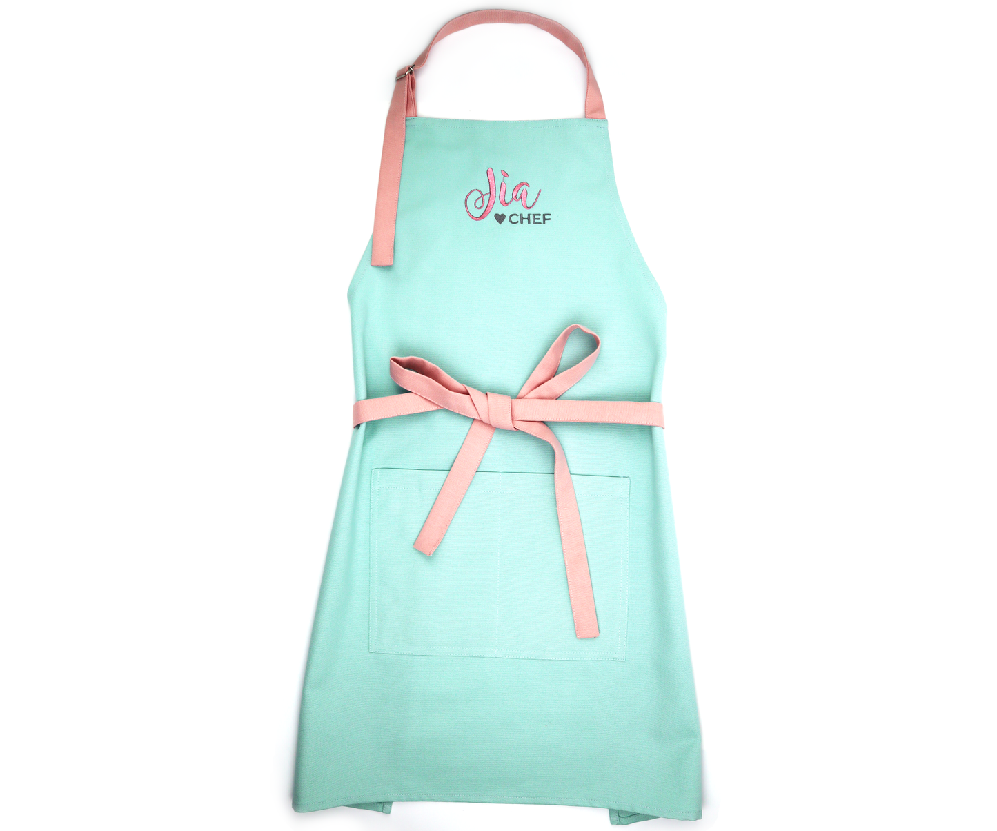 Kid Apron for Girl Personalized with Embroidered name (mint)