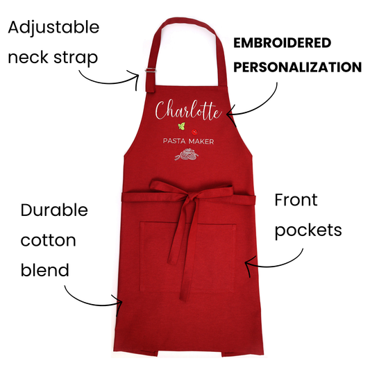 Personalized Pasta Maker Apron — Custom Name & Title Embroidered Gift for Pasta Lovers