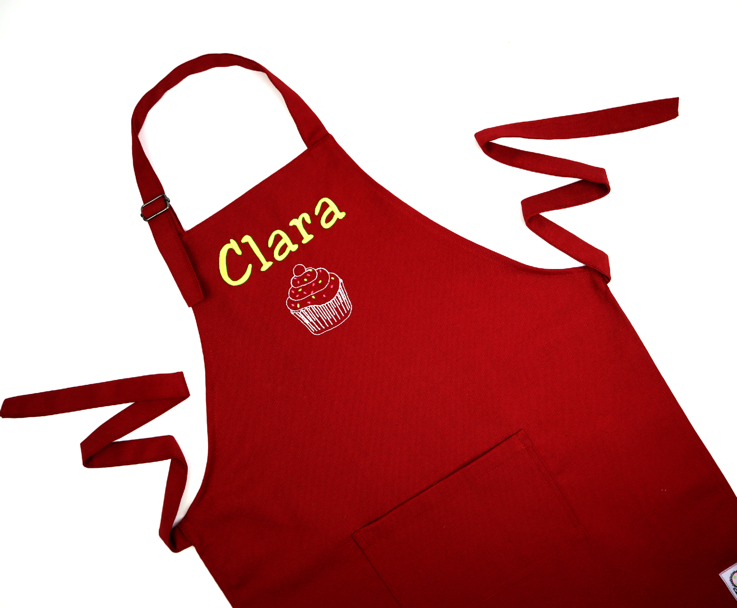 Matching Family Aprons – Personalized Dark Red Apron Set for Adults & Kids