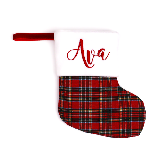 Baby First Christmas Stocking Small Personalized Stocking (Plaid)
