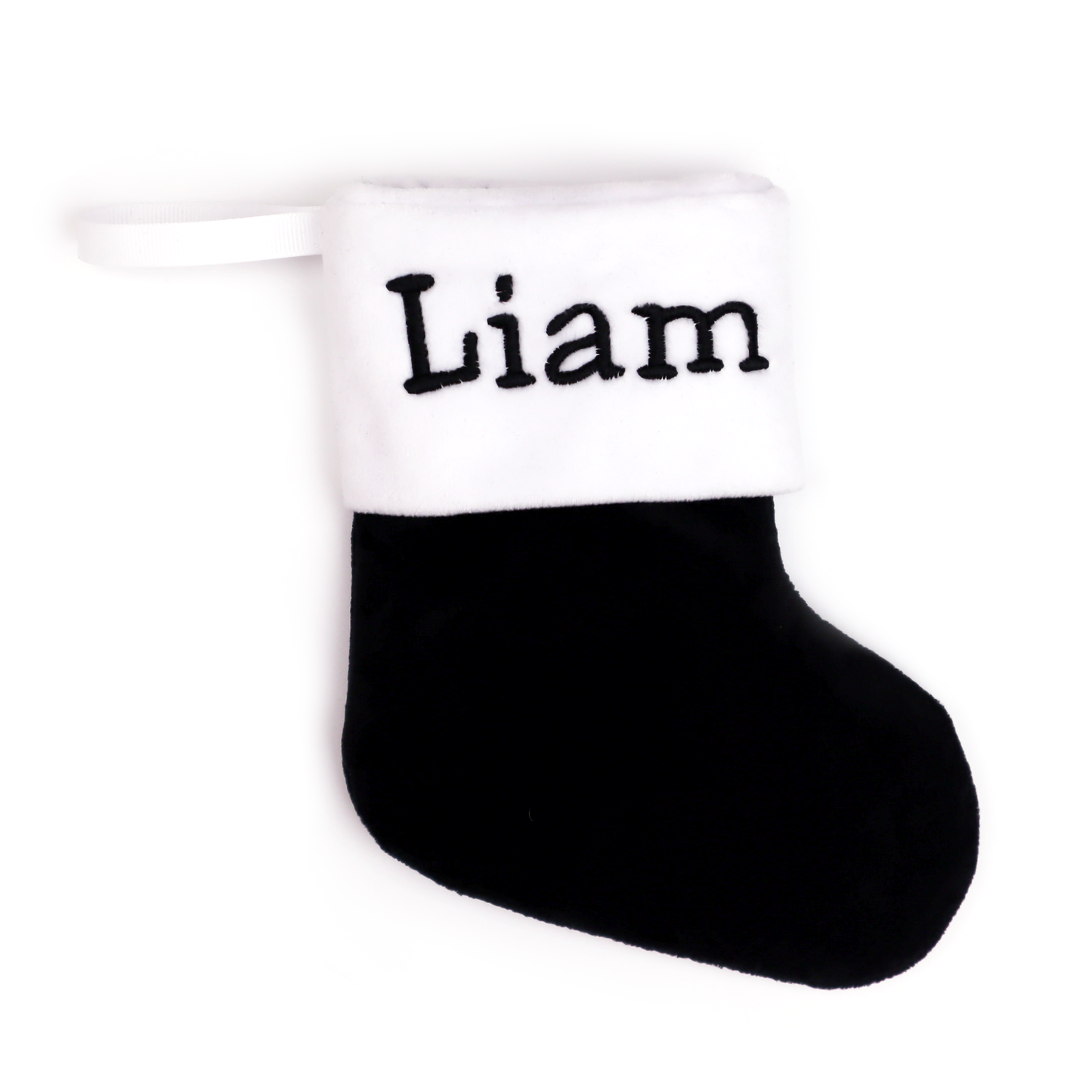 Black Christmas stocking plush velvet goth hexmas decor (black)