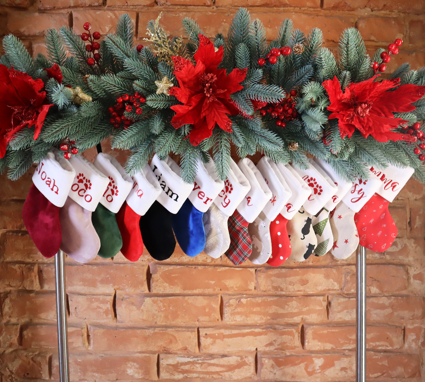 Personalized christmas stocking small (red polka dots)