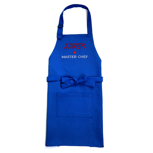 Personalized Royal Blue Apron for Kids — Custom Name Embroidered
