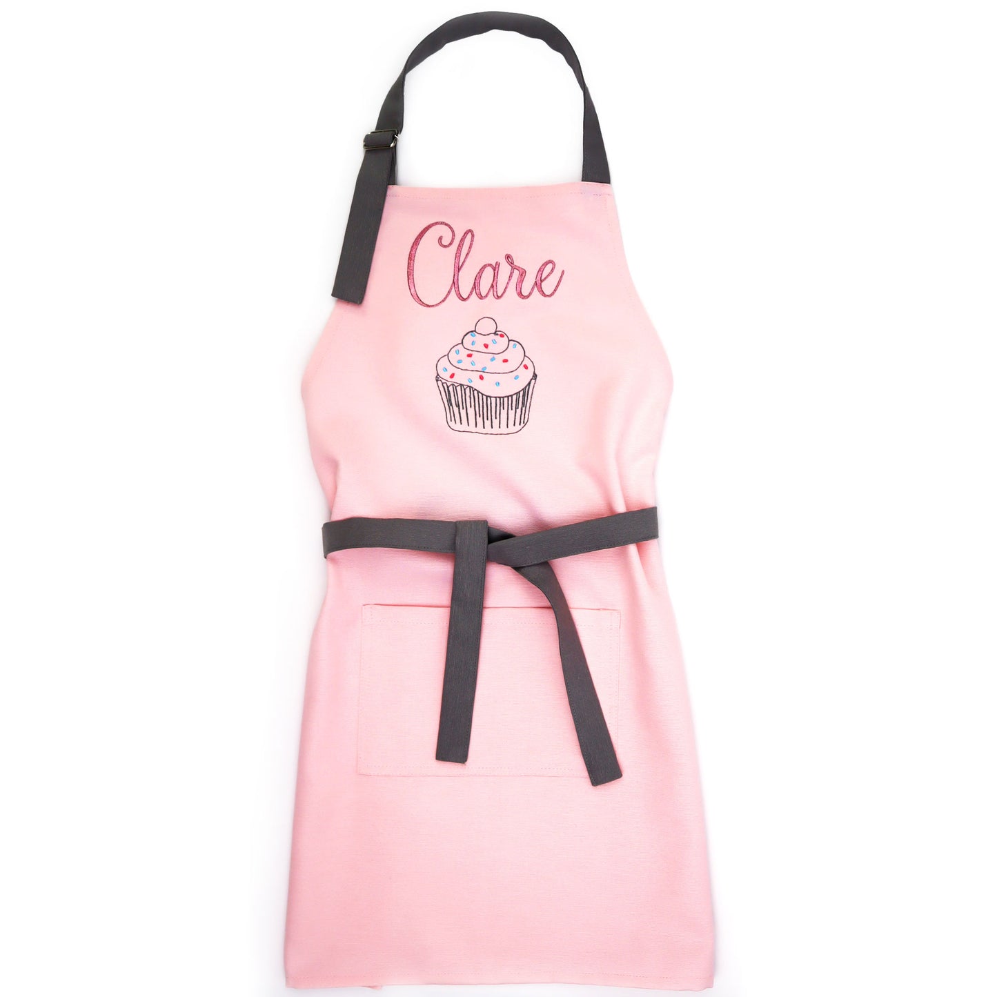 Personalized pink kitchen apron for woman, girl, toddler, cooking with mom (pink)