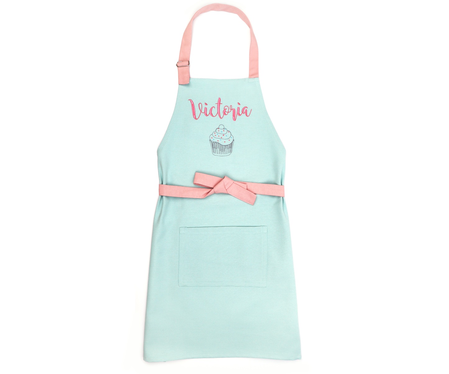 Kid Apron for Girl Personalized with Embroidered name (mint)
