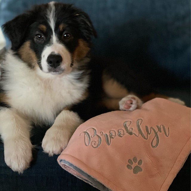 Custom Dog Blanket for Dog Girl New Puppy Gift Grey Personalized Gift Pet Owner (pink)