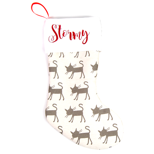 Cat Christmas Stocking Personalized with Name and paws (Cats)
