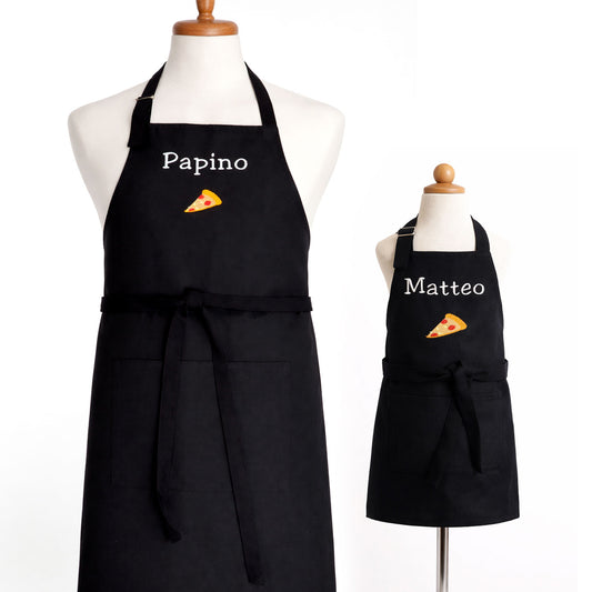 Daddy and Me Apron Set — Personalized Pizza Apron, Father Son Matching Apron Gift
