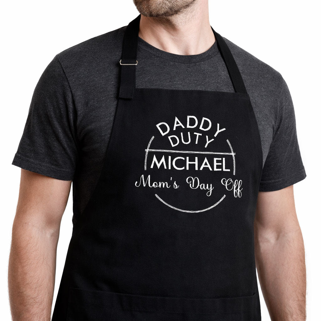 Personalized Daddy Duty Apron — Custom Name & Text Embroidered Gift for Dad