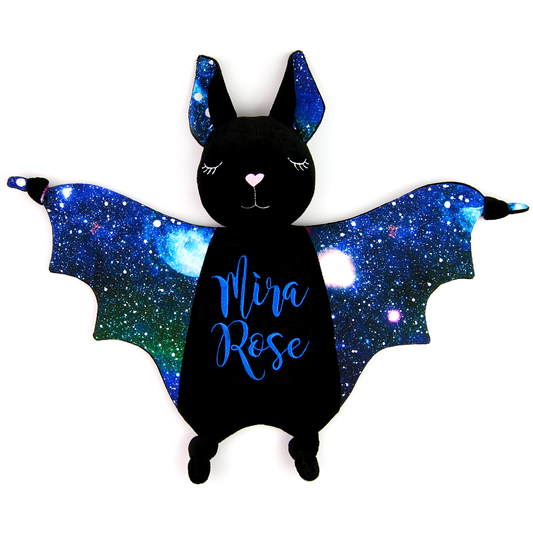 Plush Baby Bat Halloween Baby Shower Gift Spooky Baby Bat Security Blanket Personalized  (Space)