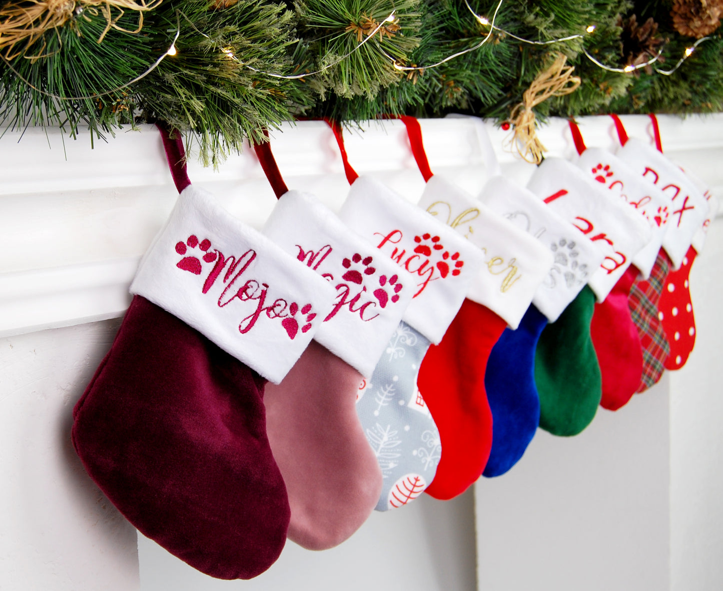 Small christmas stockings with initials or custom name Personalized (burgundy)