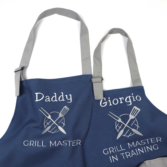 Daddy and Me Apron Set — Personalized Grill Master & Grill Master in Training, Father Son Apron