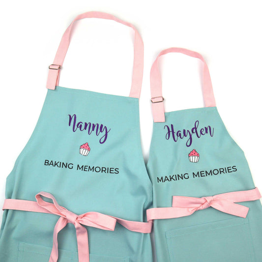 Grandma and Me Matching Aprons — Personalized Baking Apron Set for Grandma and Grandchild, Custom Embroidered Grandma Gift, Nana Gigi Mimi, Christmas Mother's Day Grandparents Day