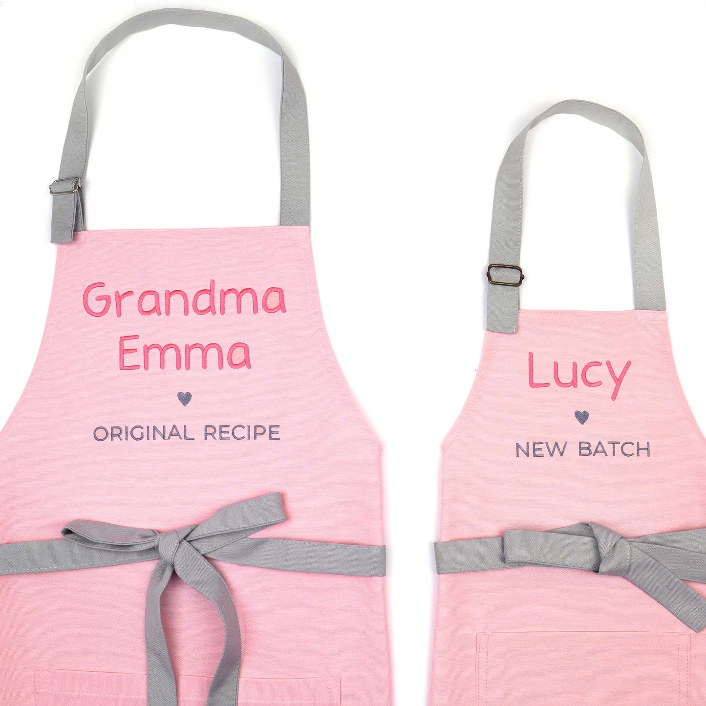 Matching Aprons — Personalized Grandma Gift Apron Set, Custom Embroidered Nana Gigi Mimi, Christmas Mother's Day Grandparents Day Birthday
