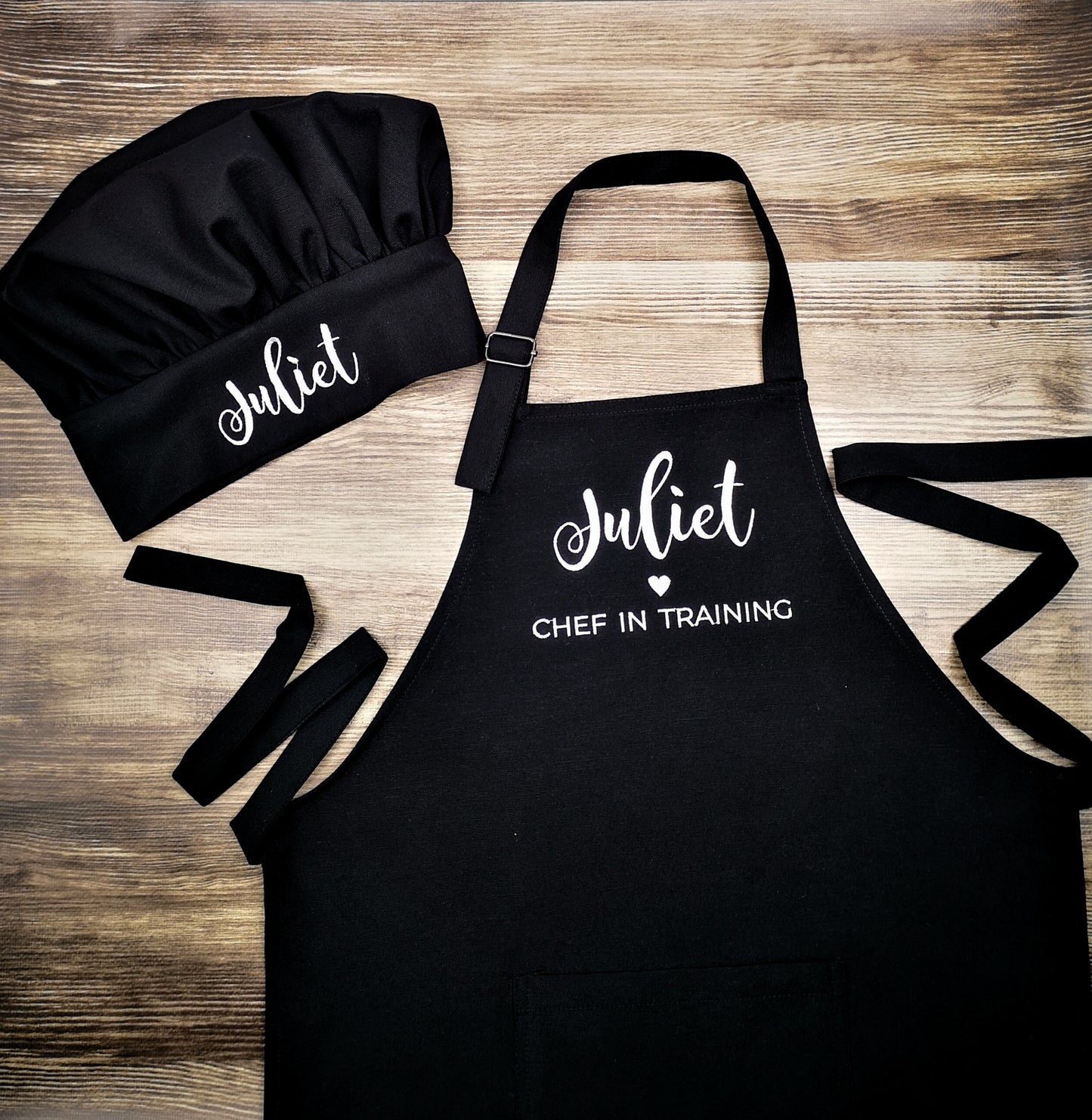 Personalized Black Apron for Boys – Custom Name Embroidery