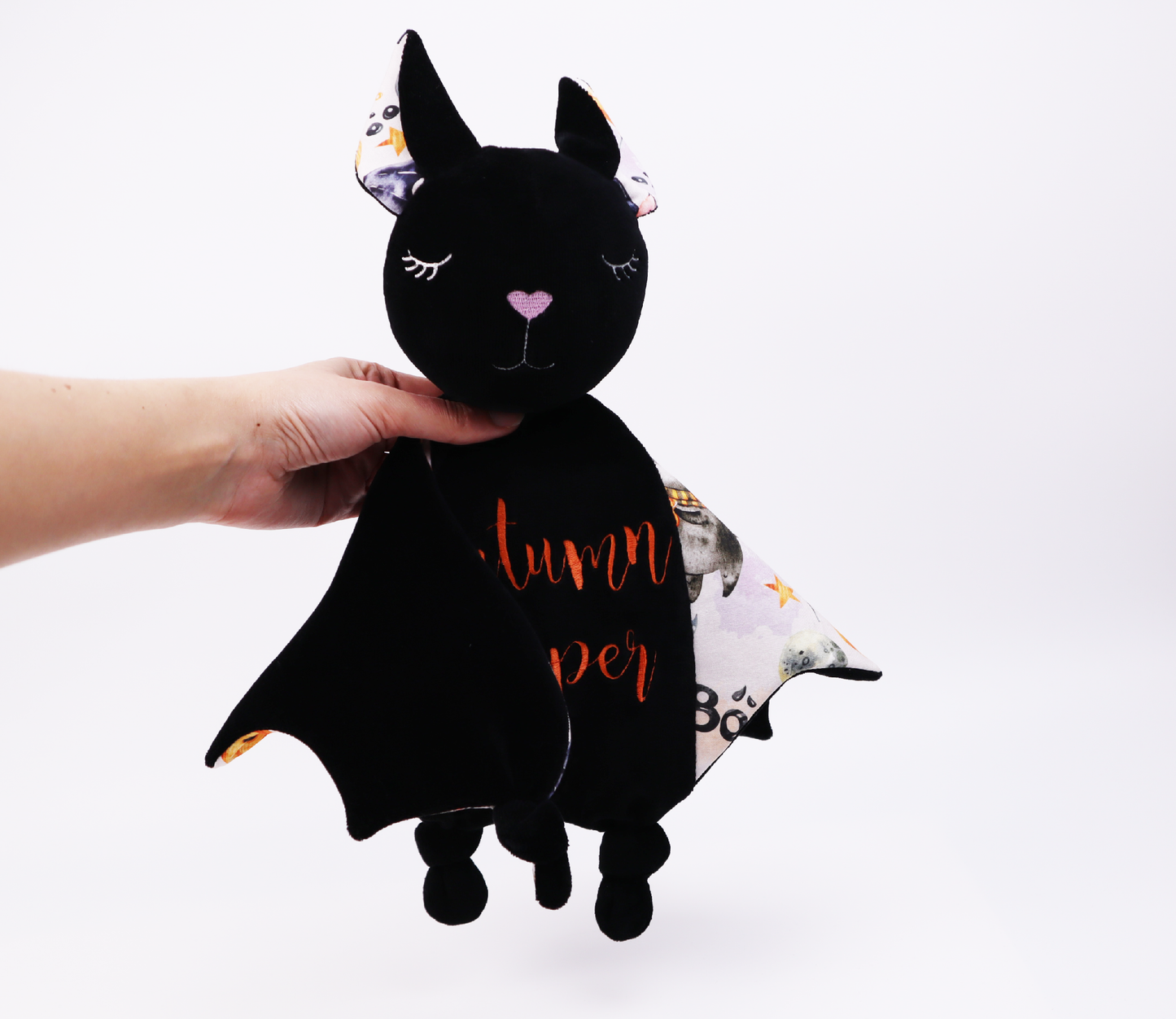 Plush Baby Bat Halloween Baby Shower Gift Spooky Baby Bat Security Blanket Personalized  (Space)