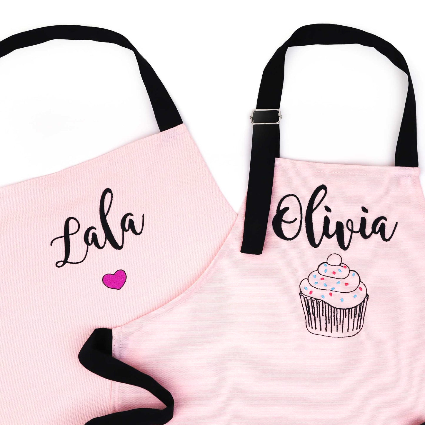 Personalized mother daughter aprons with embroidered names