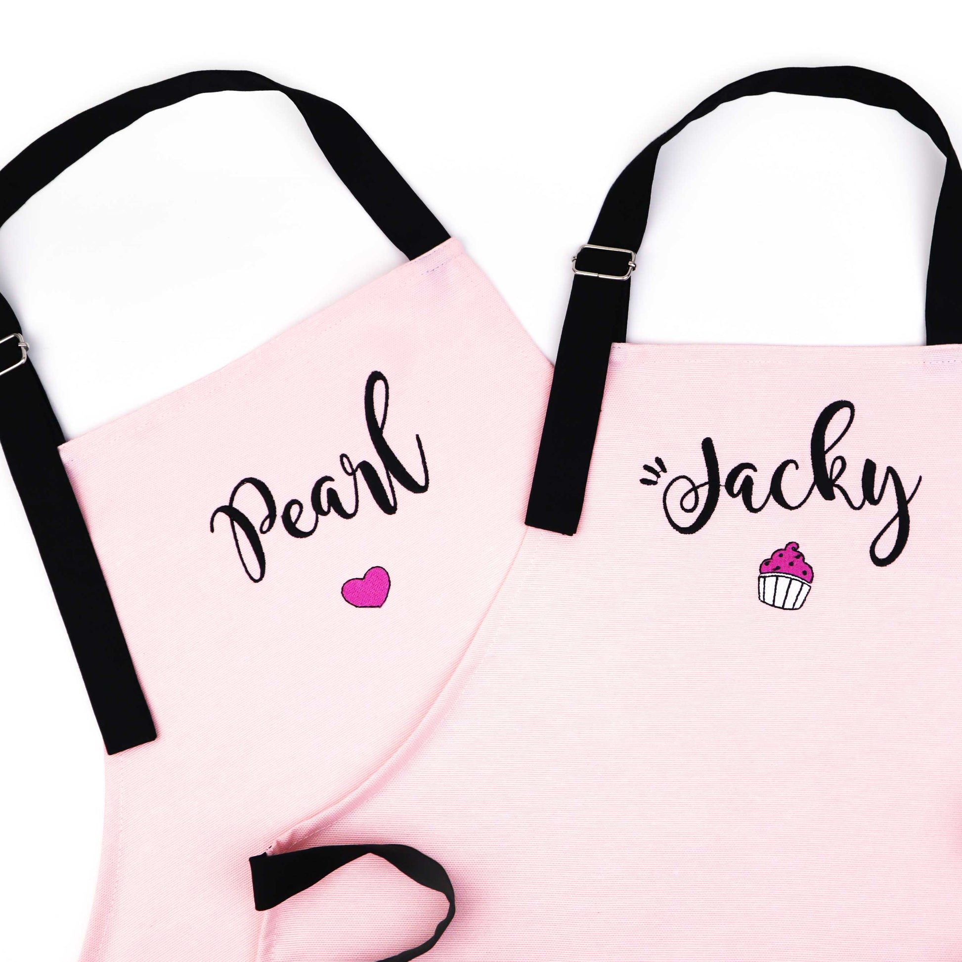 Matching aprons set for mom and child — custom embroidered