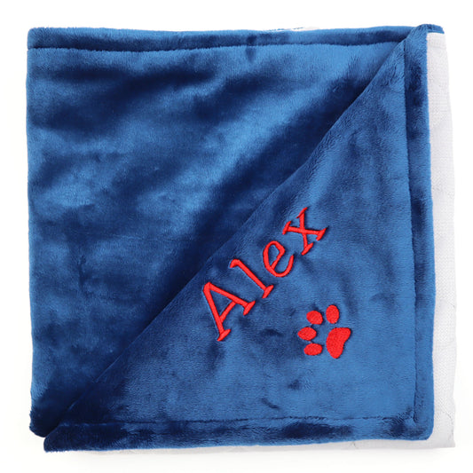 Personalized Dog Blanket New Puppy Gift Grey Personalized Gift Pet Owner (navy)