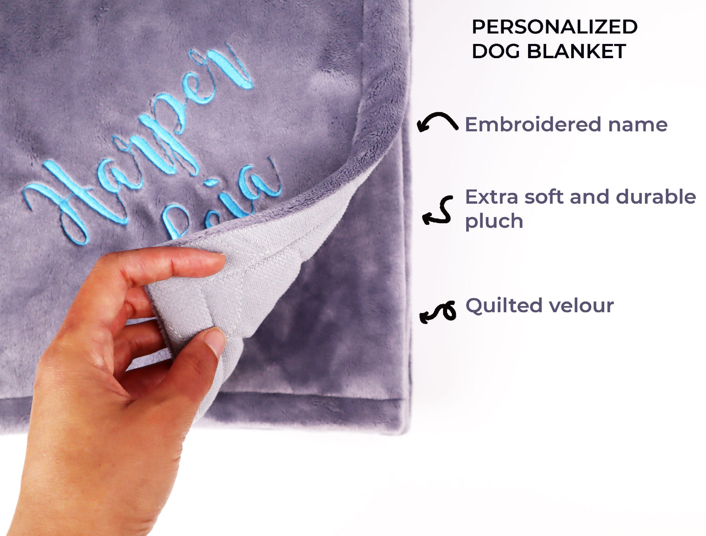 Personalized Dog Blanket New Puppy Gift Grey Personalized Gift Pet Owner (grey)