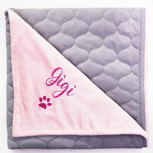 Custom Dog Blanket for Dog Girl New Puppy Gift Grey Personalized Gift Pet Owner (pink)