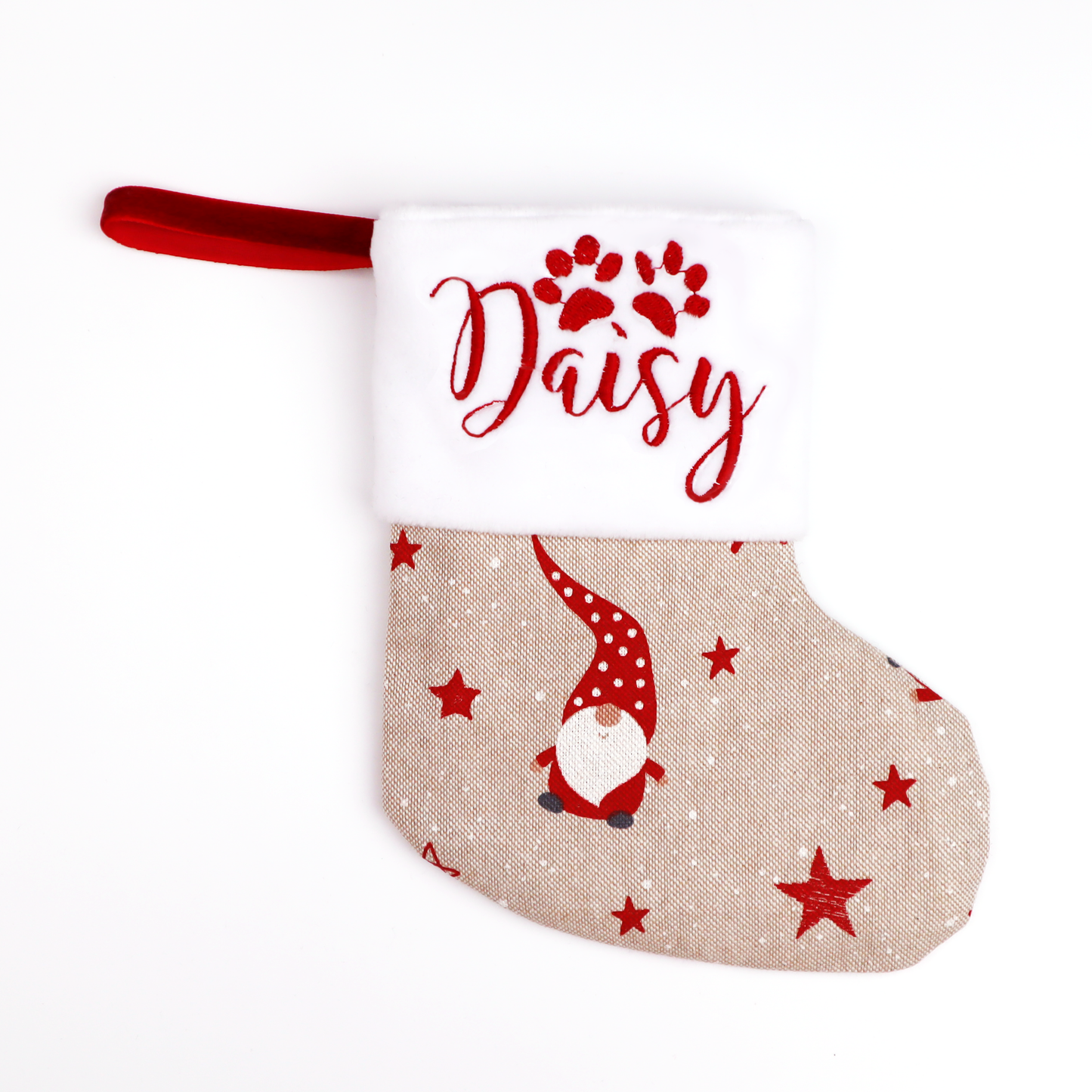 Mini Christmas Stocking Gnomes Personalized Linen Stocking (Gnomes)