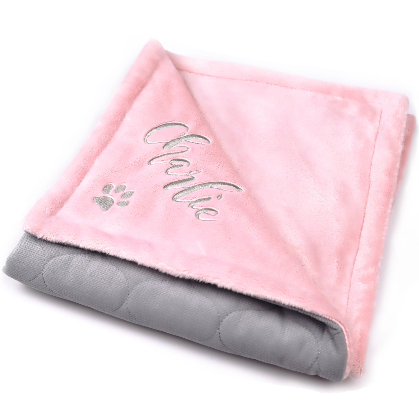 Custom Dog Blanket for Dog Girl New Puppy Gift Grey Personalized Gift Pet Owner (pink)