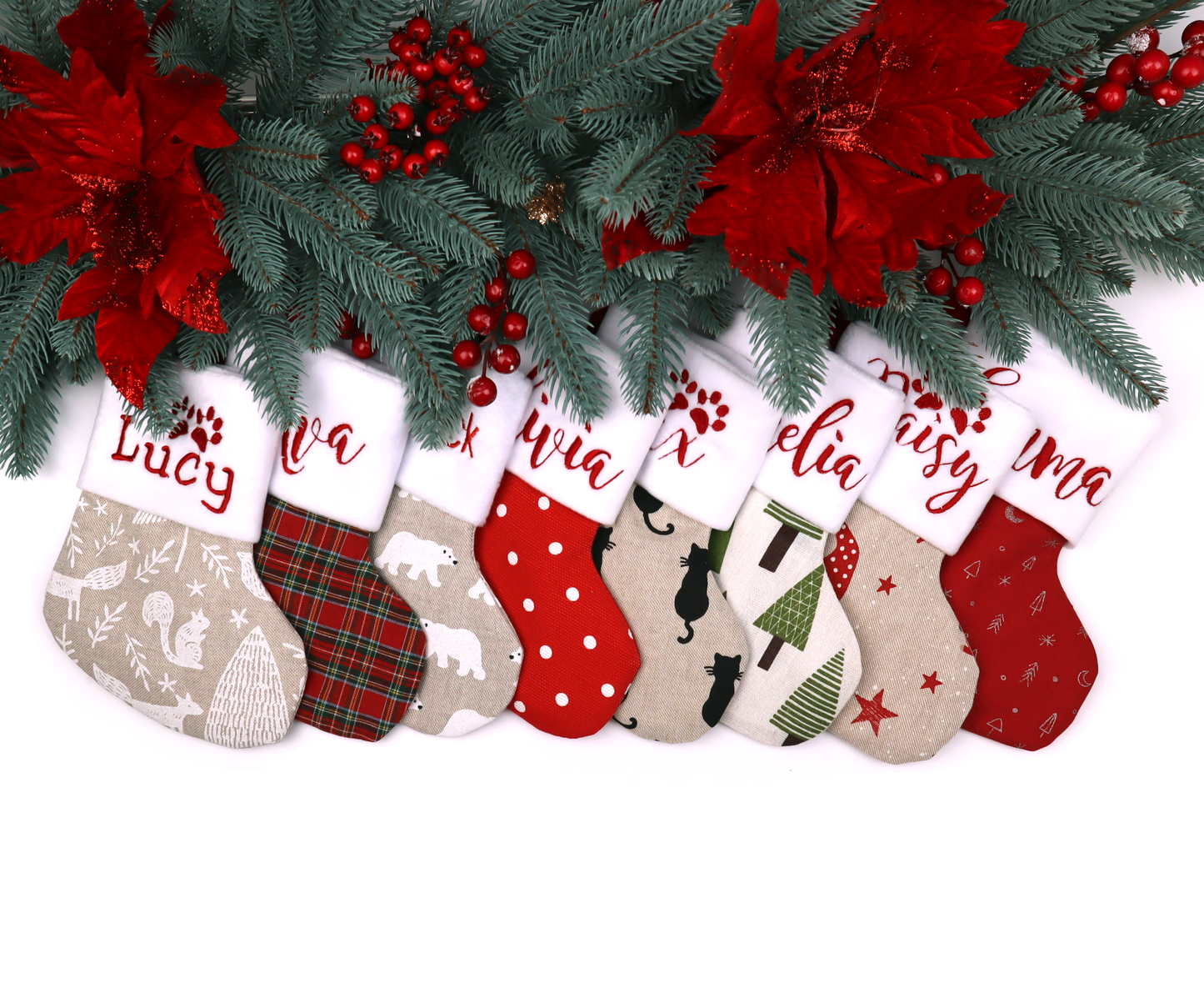 Baby First Christmas Stocking Small Personalized Stocking (Plaid)