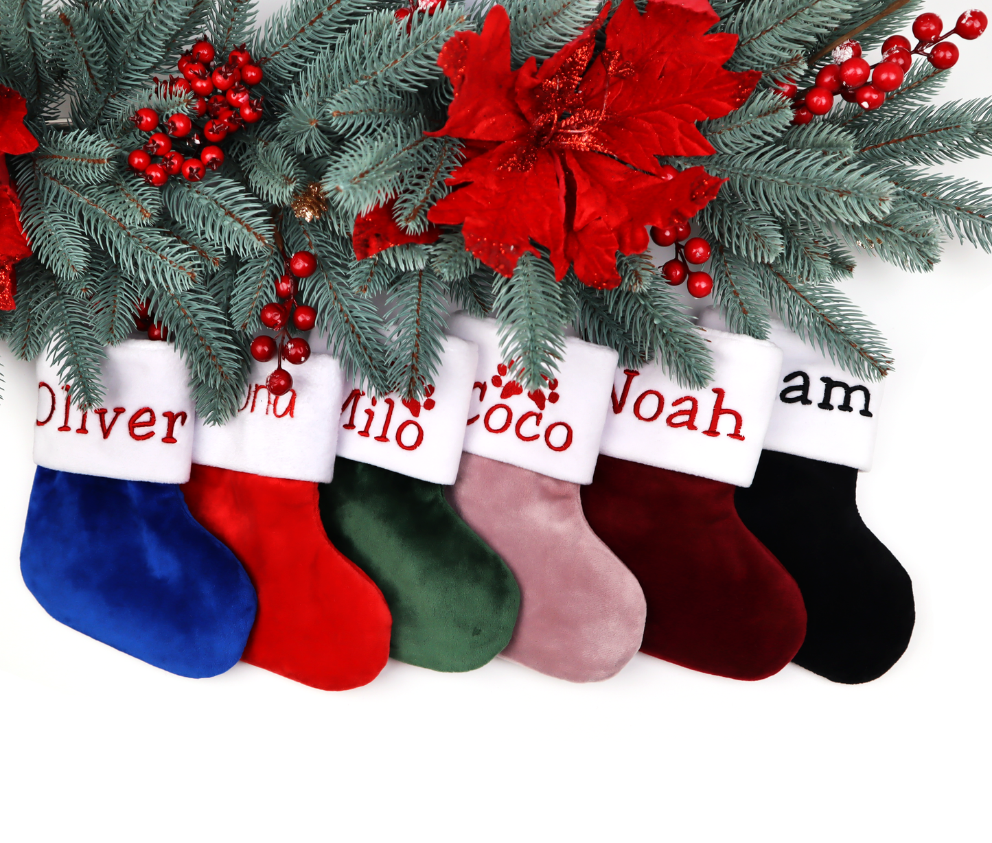Small christmas stockings with initials or custom name Personalized (burgundy)