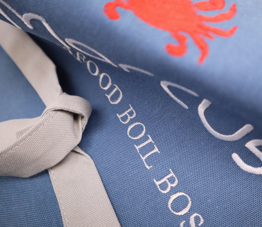 Personalized Crab Boil Apron — Custom Name & Title Embroidered Gift for Seafood Lovers