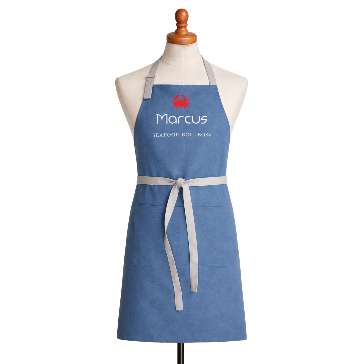 Personalized Crab Boil Apron — Custom Name & Title Embroidered Gift for Seafood Lovers