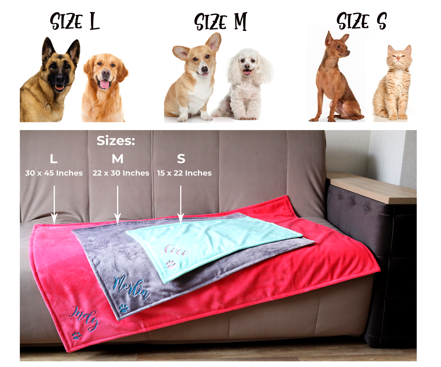 Personalized Dog Blanket New Puppy Gift Grey Personalized Gift Pet Owner (grey)