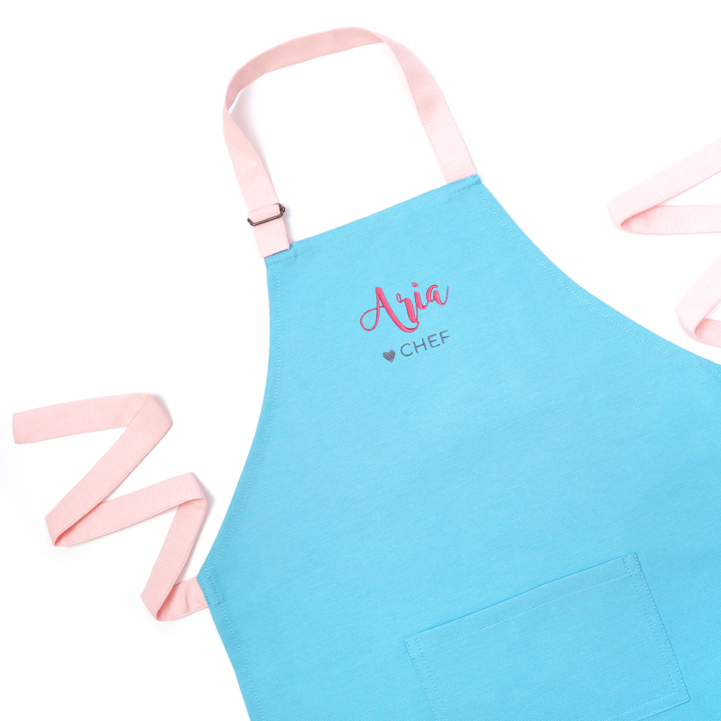 Personalized Apron for Girl Child Cooking Baking Gift (blue + pink)