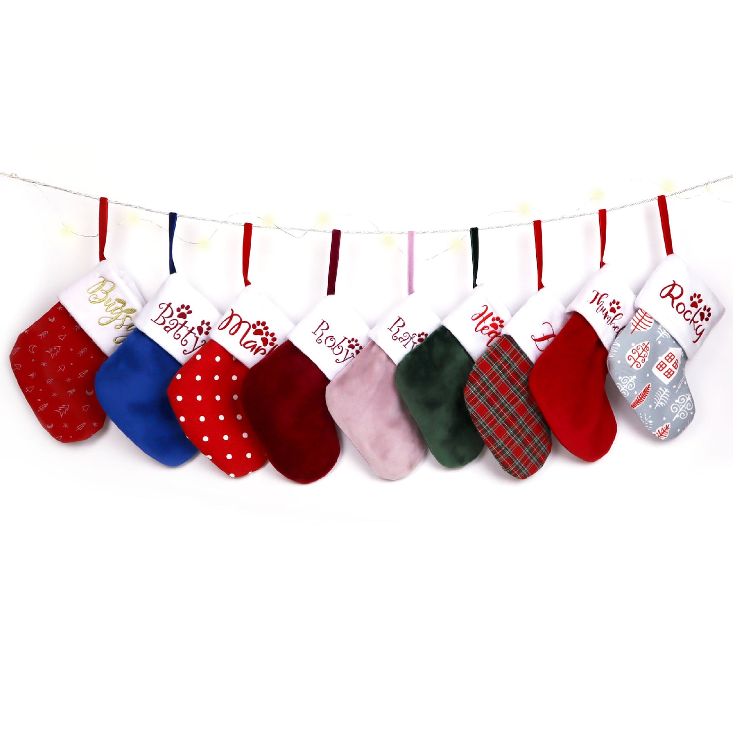 Small christmas stockings with initials or custom name Personalized (burgundy)